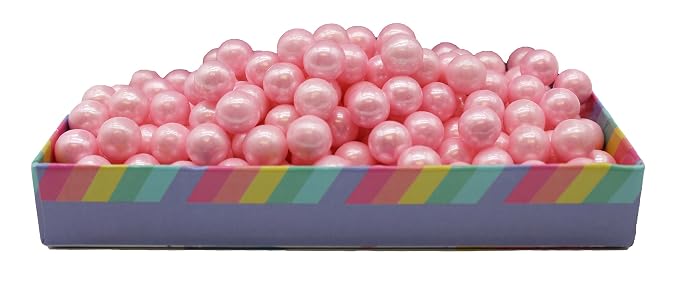 8 Ounce 10MM Pink Edible Candy Beads For Decorating Wedding Cakes-Gemstone Candy For Parties-100% Edible