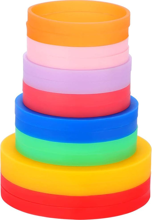 16 Pieces Rolling Pin Guide Ring Spacer Bands Thickness Rings Flexible Silicone Slip On Baking Accessories Fit for 1.6 Inch Wide Dough Rollers (0.4/0.2/0.08/0.04 Inch in Thickness), 8 Colors