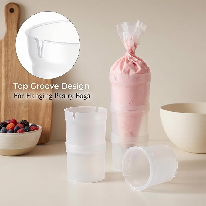 Easy Fill Piping Bag Holder Stand Piping Tip Organizer | Adjustable Height Bag Holder Piping Bag Holder for Filling Clear Cream Icing Bags Rack Cake Decorating Supplies