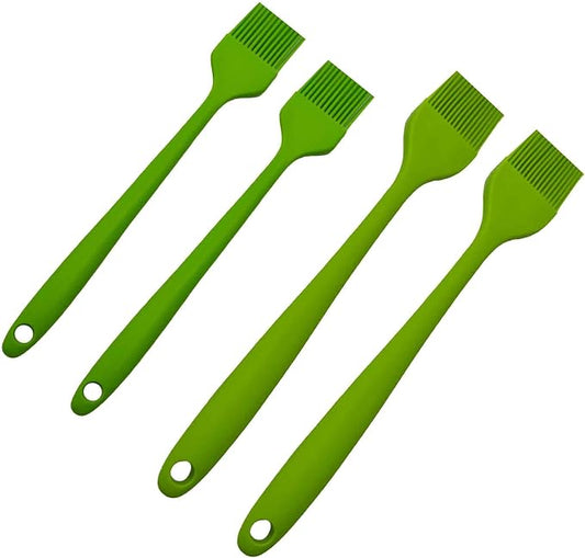 4PCS Heat Resistant Silicone Basting Brushes Cooking Brush, BPA Free Pastry Brush with Soft Bristles for Oil Butter Sauce BBQ Grill Kitchen Baking Dishwasher Safe(Green)