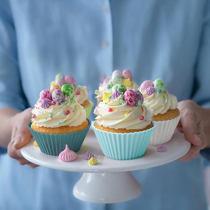 Silicone Baking Muffin Cups Cupcake Liners 24 Pack Non-stick Reusable Cake Molds