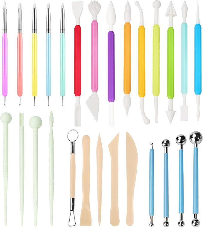 Acantha 27PCS Double-Ended Clay Tools Set, Colorful Sculpting Tools for Pottery, Polymer & Air Dry Clay, Ceramic Modeling Kit for Adults Kids Beginners