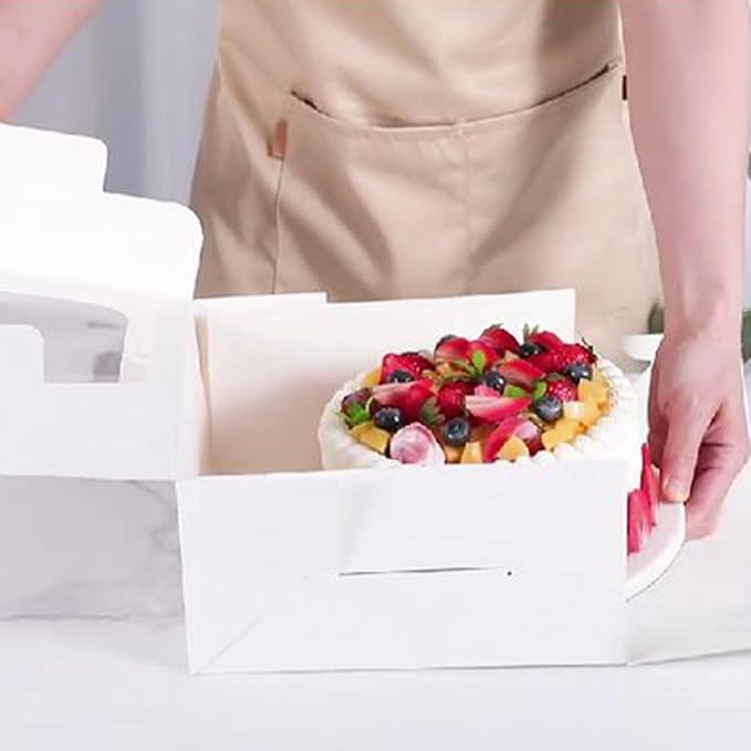 20 Pcs White Cake Box with Window,10x10x5 Inches,Bakery Boxes with Handmade Love Sticker,White Tall Bakery Box with Window Pastry Boxes Disposable Cake Containers for Desserts,Cupcakes