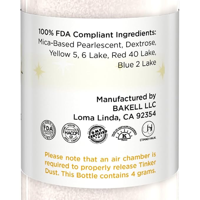 Bakell - Ivory Tinker Dust (4g, 1x Mini Spray Pump) Edible Glitter for Food, Desserts, and Baked goods!