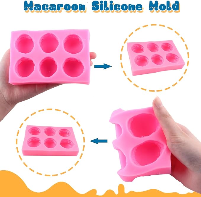 Mujiang 3D Macaroon Hamburger Silicone Fondant Molds Macaron Chocolate Mold For Sugar Cake Decorating Cupcake Topper Gum Paste Candy Polymer Clay Set Of 1