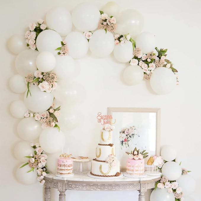 Voircoloria 130pcs White Balloons Different Sizes 18" 12" 10" 5" Party Latex Balloons for Birthday Baby Shower Graduation Wedding Anniversary Party Decorations