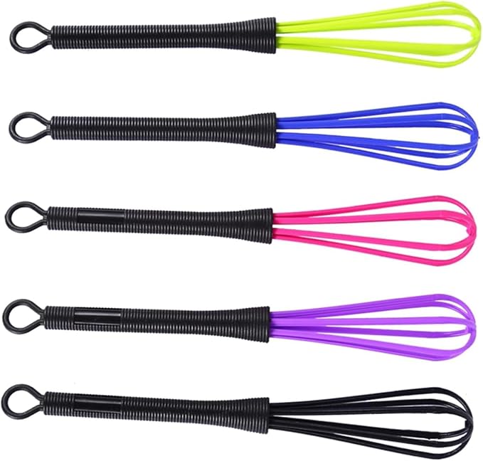 Silicone Whisk Large Medium Small and Mini Whisk Set of 5, Heat Non scratch Coated Kitchen Whisks for Cooking Nonstick Cookware, 5 Color Balloon Egg
