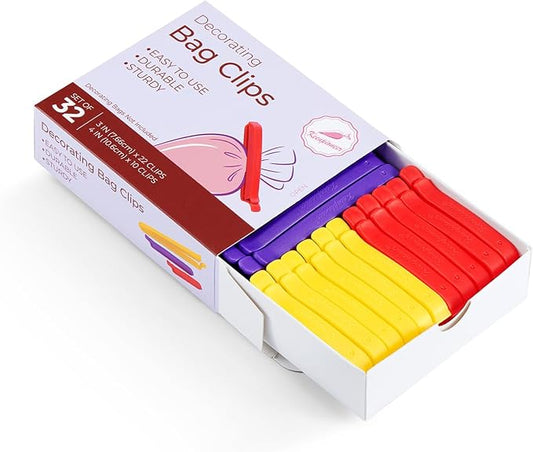 Keenpioneer Bag Sealing Clips 32 Pack 3 inch and 4 inch Multicolor | Small 22pcs, Medium 10pcs, Food Snack Storage, Piping Bags