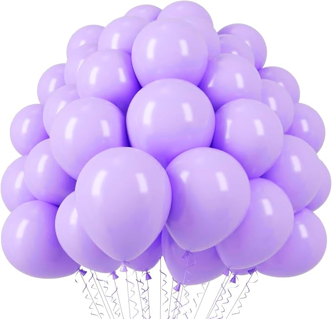 Voircoloria 110pcs Pastel Purple Balloons 12inch Light Purple Latex Party Balloons for Graduation, Easter, Wedding, Birthday, Bridal Shower, Rainbow Party, Baby Shower, Anniversary Party Decorations