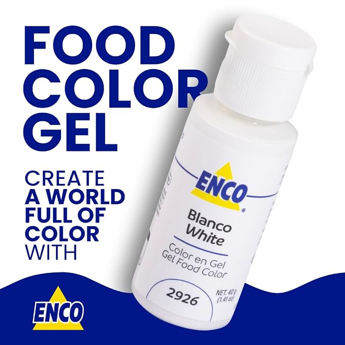 ENCO Food Coloring Gel White 1.41 oz (40g) Concentrated, Vegan