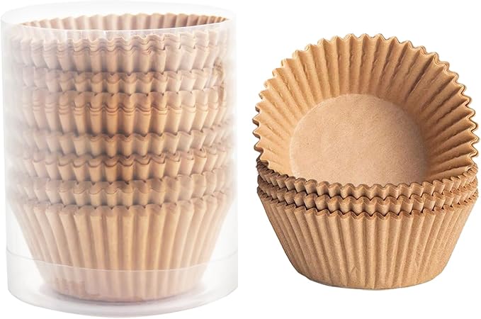 100-Pack Premium Neutral Paper Muffin Liners | Unbleached, Grease-Resistant, Cupcake Baking