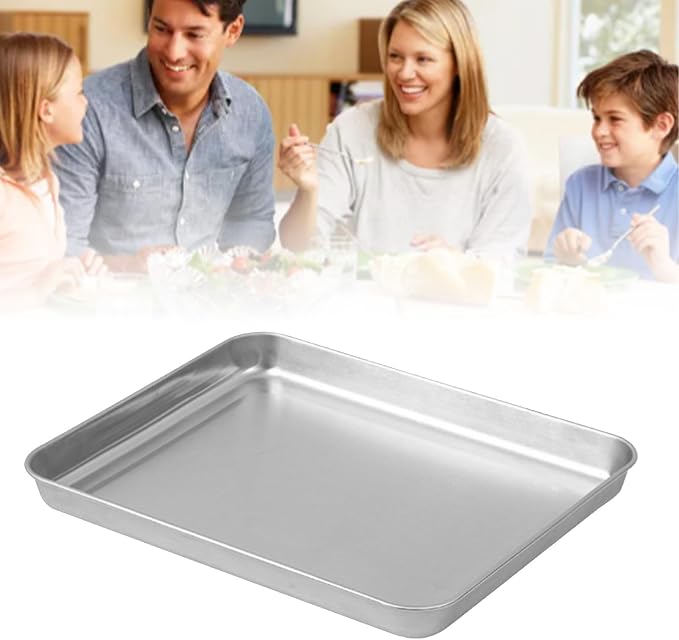 Stainless Steel Baking Tray Premium Thickened Large Rectangular Baking Sheet Pan for Grilling Steaming Roasting Professional Home Kitchen Use Durable Stainless Steel Material (Medium)