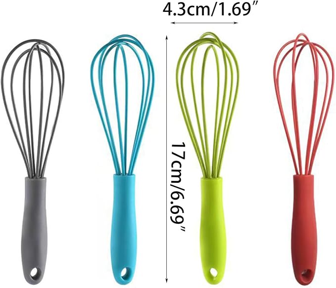 Silicone Eggs Beater Handheld Whisk Cream Foam Maker n Slip Eggs Blender Silicone Eggs Whiskers Portable Red