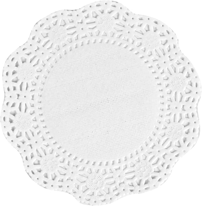 Restaurantware-Pastry Tek 4 x 4 Inch Lace Doilies, 4,000 Decorative Tableware Placemats - Disposable, Round, White Paper Table Doilies, for Birthdays, Or Weddings, Table Decor