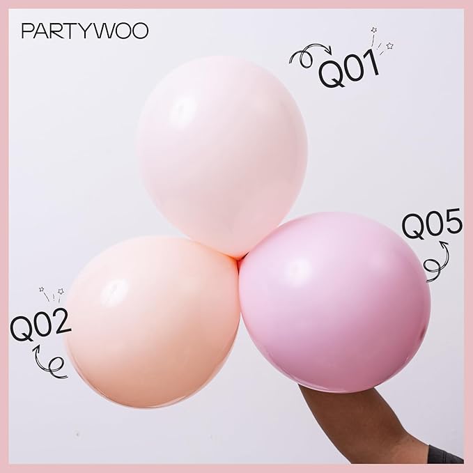 PartyWoo Pale Pink Balloons 140pcs Different Sizes of 18 12 10 5 Inch Light Pastel Baby Pink Balloon Arch Kit for Engagement Bachelorette Baby Shower Easter Birthday Party Decorations Pink-Q01