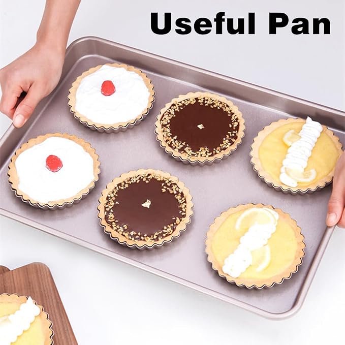 4Pcs Nonstick Mini Tart Pans 4.8 Inch Round Tart Pan Quiche Pan Heavy Duty Fluted Side Tart Molds for Pies, Mousse Cakes, Dessert Baking