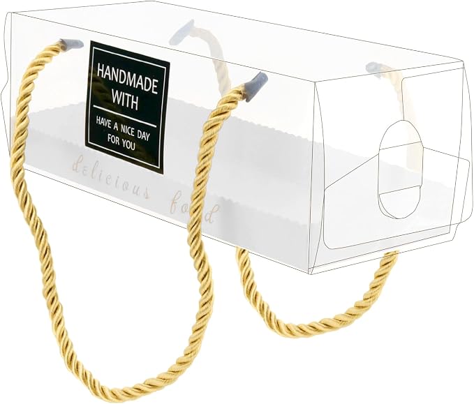 40 Pack Clear Cake Boxes with Gold Rope Handle, 7.3 x 2.5 x 2.5 Inch Chocolate Covered Strawberry Packaging, Bakery Gift Boxes for Wedding Dessert Table Party Treats