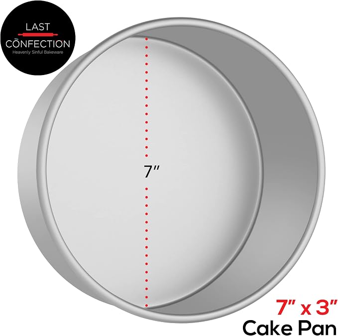 LAST CONFECTION 7 x 3 Inch Round Cake Pans, Set of 2 Anodized Aluminum Cake Pans Baking Tins