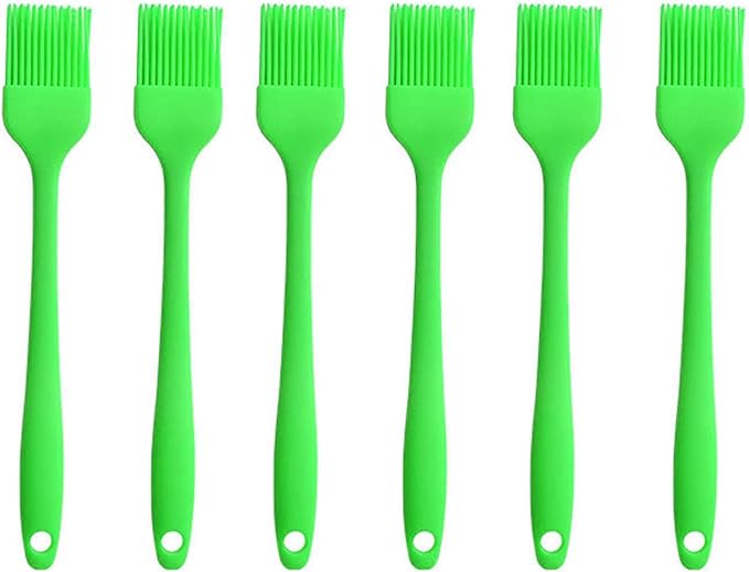 Silicone brush, Oil Brush for BBQ Kitchen Cooking Baking and Grilling (6 PCS,green)