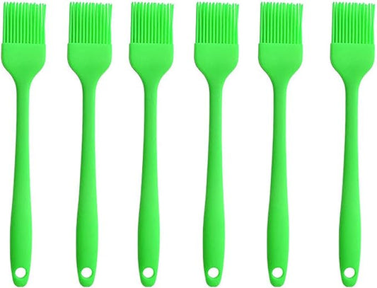 Silicone brush, Oil Brush for BBQ Kitchen Cooking Baking and Grilling (6 PCS,green)