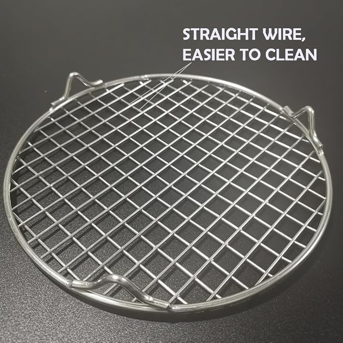 Round Barbecue Grids with Legs Dia 13.8" Straight Wire Footed Steaming 304 Stainless Steel Cooling Rack Multi-Purpose Grill Rack for Airfryer Instant Pot/Pressure Cooker (350mm/13.8")