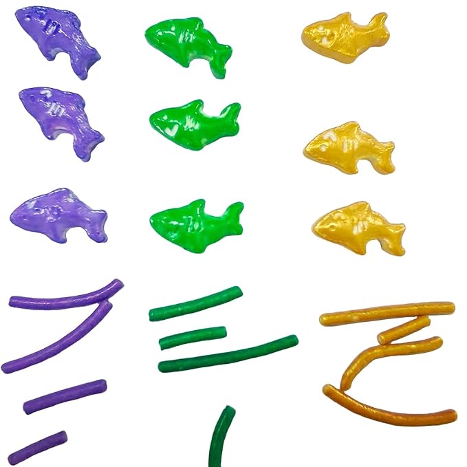 Edible Fish Shaped Sprinkles Purple/Green/Gold Jimmies for Cake Decorating Sizes Sprinkles for Cookies, Cake Ice Cream and Cupcake Decorating 3.17oz/90g