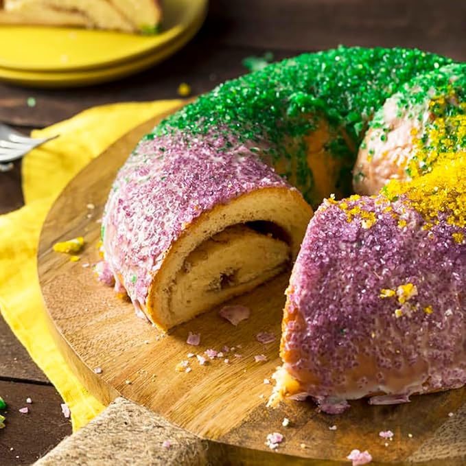 Senchanting Mardi Gras Sanding Sugar Sprinkles for Cake Decorating, Edible Green Yellow Pink Purple Sanding Sugar for Cake Decorating Wedding Party Baking Cupcake Cookie Ice Cream Decoration Supplies 168g/5.93oz