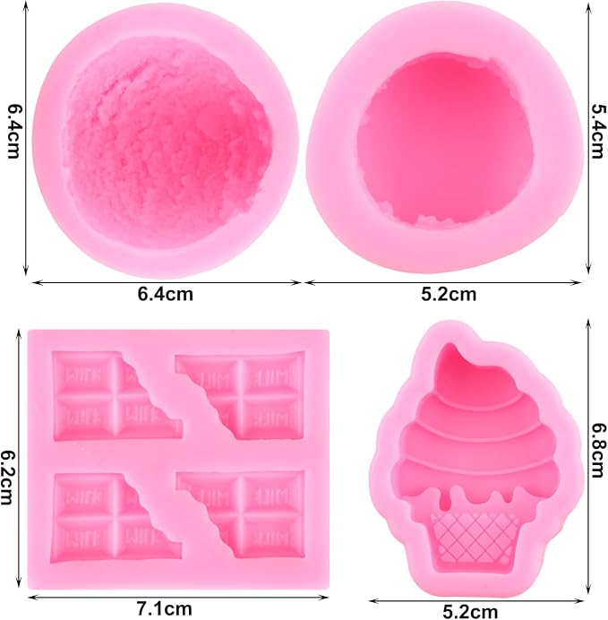 ZiXiang Macaroon Hamburger Silicone Molds Ice Cream Ball Fondant Mold Milk Chocolate Mold for Cake Decoration Cupcake Topper Candy Resin Clay Candle Soap Bath Bomb Set Of 4