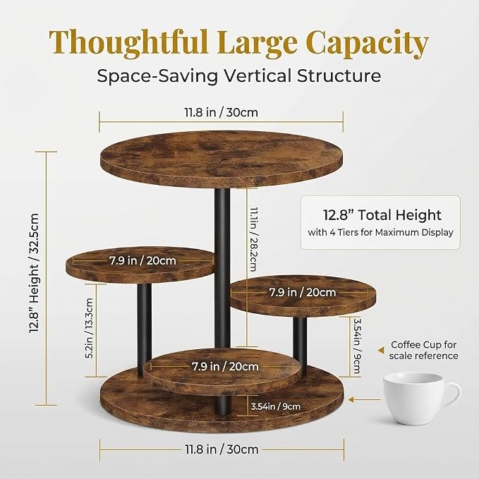 Fushiton Rustic Tiered Dessert Stand Wooden Cupcake Tower, 4-Tier Flower Shaped Cake Stand for Parties, Weddings, and Farmhouse Decor