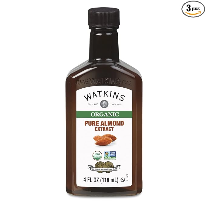 Watkins Organic Pure Almond Extract, 4 oz. Bottle, 3-Pack