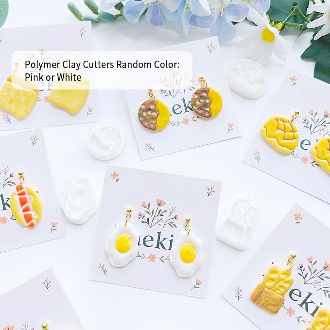 Bakery and Breakfast Polymer Clay Cutters Set - 10pcs Realistic Food Shapes Including Donut, Baguette & Pastry for DIY Earring Jewelry, Soft Clay Crafts, Scrapbooking & Miniature Food Decor