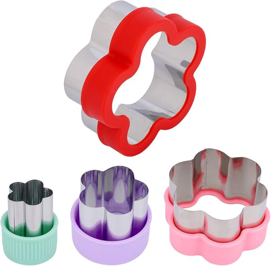 4pcs Flower Cookie Cutter, 4 Sizes Stainless Steel Baking Food Molds Floral Biscuit Pastry Cutter for Donuts English Muffins Cheese Fondant