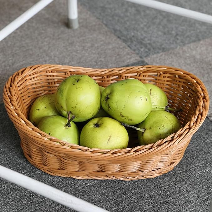 Ochine Vintage Multipurpose Handwoven Rattan Storage Basket, Wicker Basket Picnic Basket, Handmade Woven Nesting Bread Baskets for Organizing, Serving, Kitchen, Bedroom, Bathroom