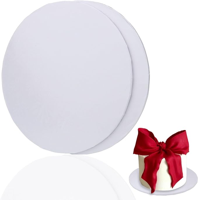 10 inch Round Cake Drum Boards, Dulinkas 1/4 Inch Thick White Corrugated Cardboard Cake Base Grease-Resistant Cake Boards for Multi-Layer Cakes, Weddings & Parties 2 Pack