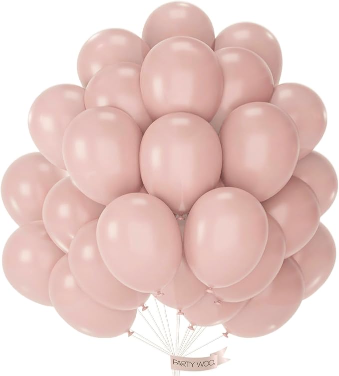 PartyWoo Dusty Pink Balloons 100pcs 12 Inch Boho Blush Lilac Pink Latex Helium Balloons for Princess Birthday Baby Shower Graduation Gender Reveal Anniversary Bachelorette Party Decorations Pink-F54