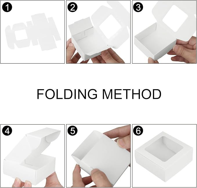 COTOPHER Soap Box, 30Pcs Small Soap Packaging Boxes 2.8x2.8x1.2 Inch Mini Kraft Boxes with Window Soap Boxes for Homemade Soap Candy Chocolate Bakery Cookies Soap Packaging
