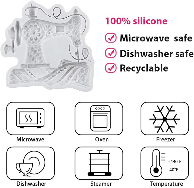Sewing Tools Silicone Molds Sewing Machine Fondant Mold for Cake Decorating Cupcake Topper Candy Polymer Clay Chocolate Gum Paste