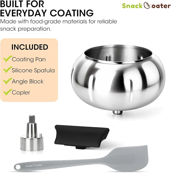 Aieve Snack Coater Compatible with KitchenAid Tilt-Head Stand Mixer, Chocolate Coating Attachment for Freeze-Dried Strawberries,Almonds,Pistachios & Nuts,Ideal for Home Use