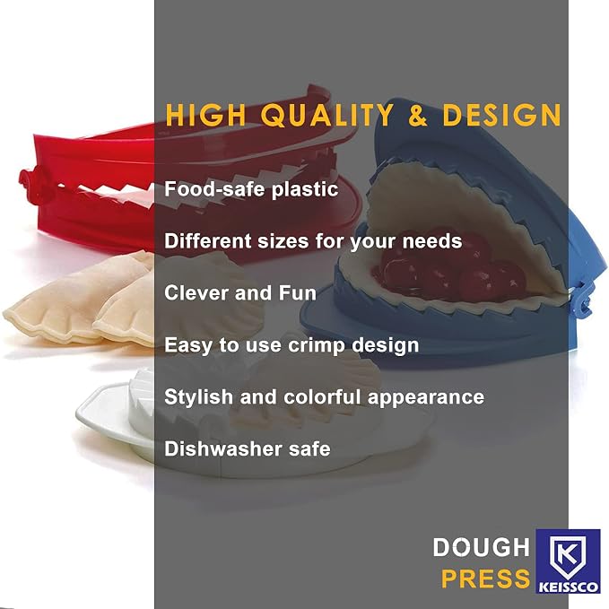 KEISSCO Dough Press, Set of 3 Empanada Press Dumpling Maker Dough Cutter Dumpling Mold for Dumpling, Calzone, Ravioli, Empanada, Pierogi, Turnover & Meat Pie