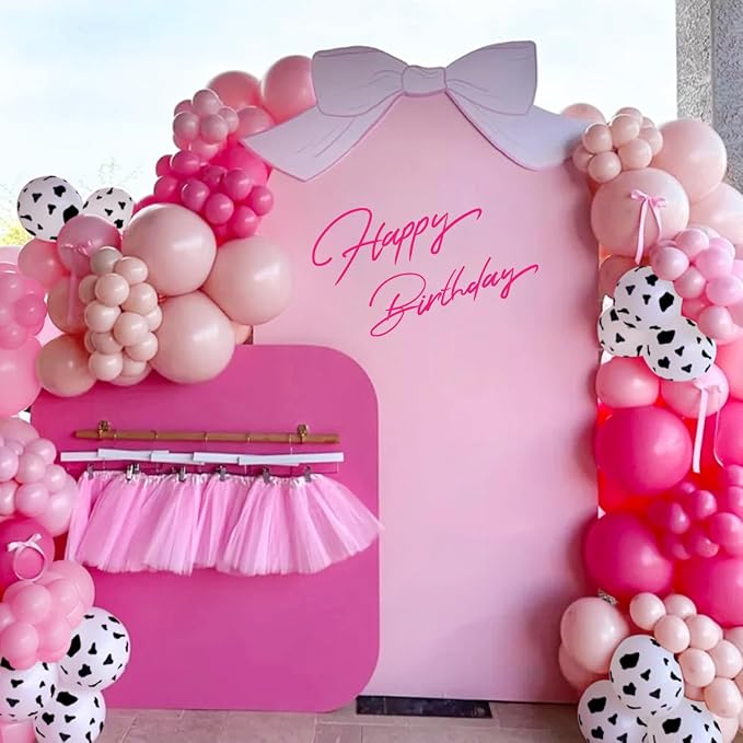 Pink Cow Print Ballon Garland Arch Kit, 167Pcs Blush Hot Pastel Pink Latex Balloons for Girl Farm Birthday Cowgirl Last Rodeo Bachelorette Party Decorations