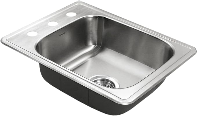 Houzer Glowtone ADA Compliant Stainless Steel Kitchen Bar & Prep Sink - 17 Inch Drop-In Topmount 3-Hole Large Sink, Durable & Versatile, Nested 40-Pack - A1722-7BS-40