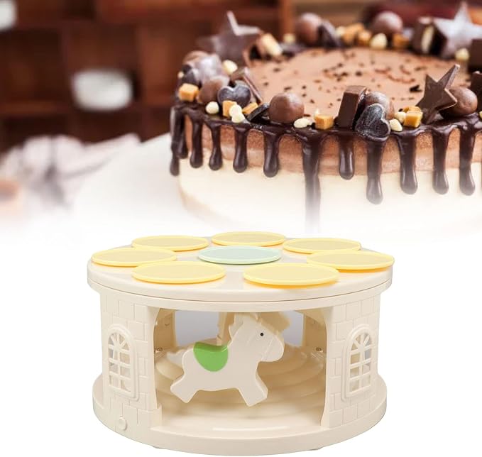 Automatic Rotating Cupcake Stand, with 4 Music LED Carousel Rotary Cake Rack Rotating Dessert Display Table for Birthday Weddings Parties Events