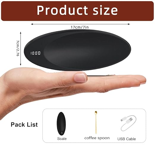 Digital Tea Scale 0.1g - Rechargeable Portable Coffee Scal | 500g/0.1g Precision | USB-C Rechargeable | Pocket-Sized | Digital LCD Display | for Loose Leaf Tea, Baking & Powder