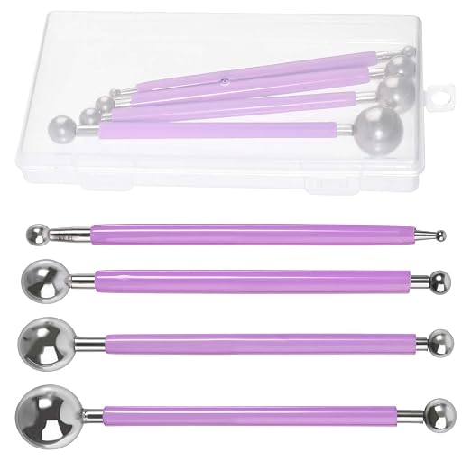 SPEEDWOX 4pcs Caulking Tool Set Metal Ball Modeling Tools Double Ended 8 Ball for Tile Grout Tile Finishing DIY Crafts Ceramics Clay Sculpting and Cake Decorating with Storage Case Floor Joint Repair