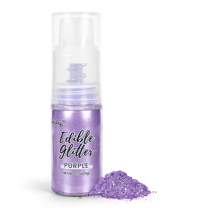Purple Edible Glitter Spray, 5g Edible Glitter for Cocktails, Cobakey Luster Dust Edible for Cake Decorating, Drinks, Baking, Chocolate, Strawberrie