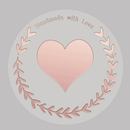 100 Pcs Handmade with Love Stickers, Transparent Foil sticker, 1.6 Inch Round Self-Adhesive Seals for Gift Packaging, Small Business, Envelope & Thank You Cards (Rose)