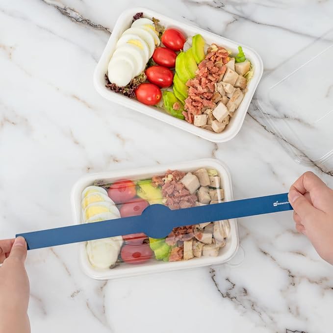 Restaurantware-Chef 101 12 x 1.5 Inch Packaging Bands, 100 Self-Adhering Belly Bands - Disposable, Strong, Blue Paper Label Stickers, For Packaging Supplies, Keeps Take Out Containers Sealed