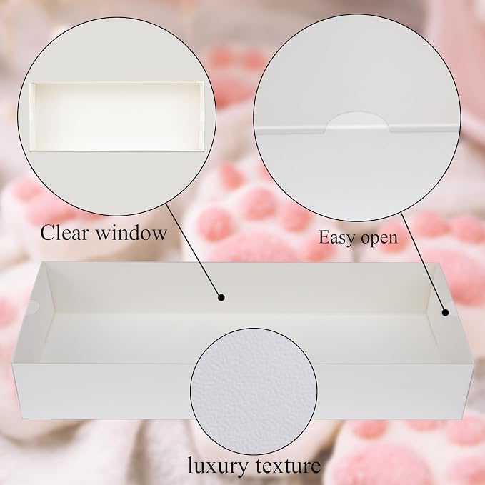 RomanticBaking 20PCS Strawberry Boxes Cookie Boxes Bakery Boxes Treat Boxes for Christmas Valentine's Wedding(12"x4.8"x2")