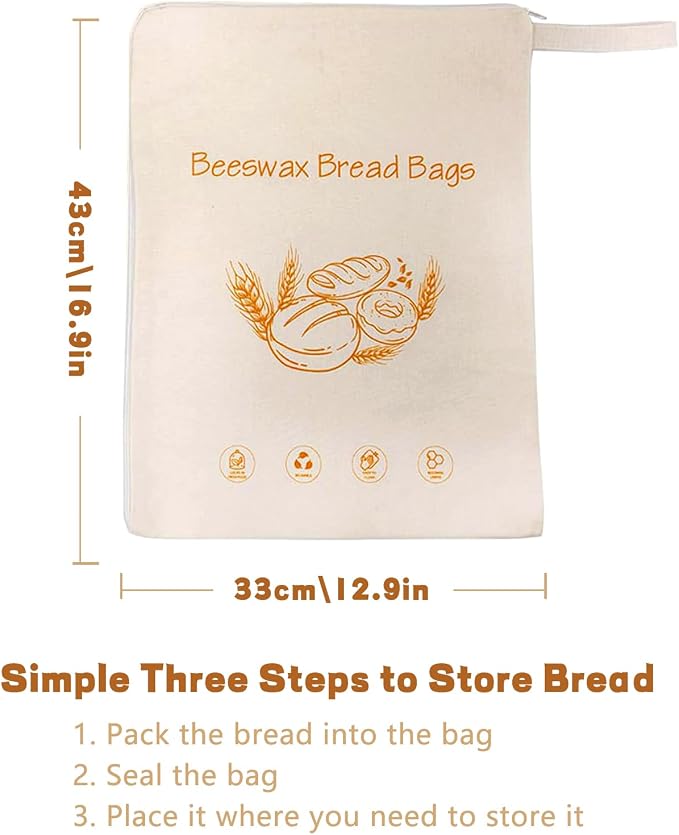1 Pack Beeswax Bread Bags for Sourdough,Reusable Organic Linen Beeswax Bread Bag for Homemade Sourdough 17 x 13 Inches Food Storage Cloth Bag – Freezer-Friendly & Freshness Preservation