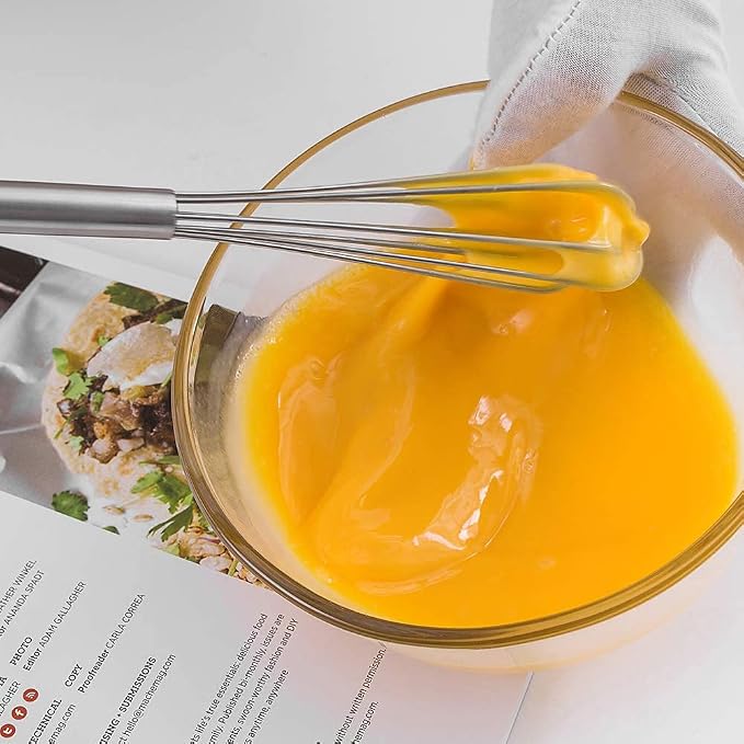2 Pcs Mini Whisk, Stainless Steel Skinny Egg Beater Whisk for Blending, Whisking, Beating, or Stirring